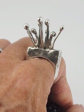 AVANT-GARDE RING HANDMADE IN STERLING SILVER UNISEX SIZE 8.5